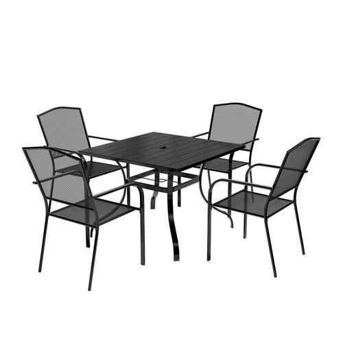 5-Piece Metal Outdoor Patio Dining Set with Square Table (Limited