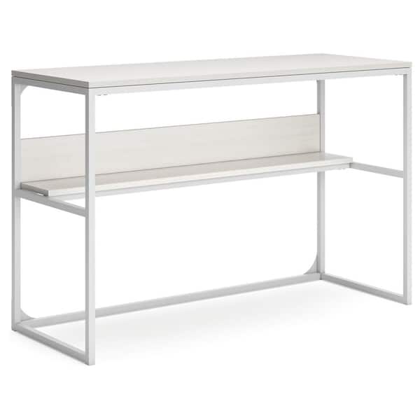 Deznee 47 in. Rectangular White Engineered Wood Desk with Storage