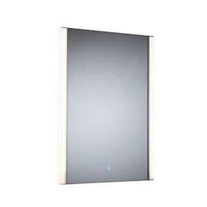 Glacier Bay 20 in. W x 28 in. H Rectangular Framed Wall Bathroom Vanity Mirror in Silver with LED Light