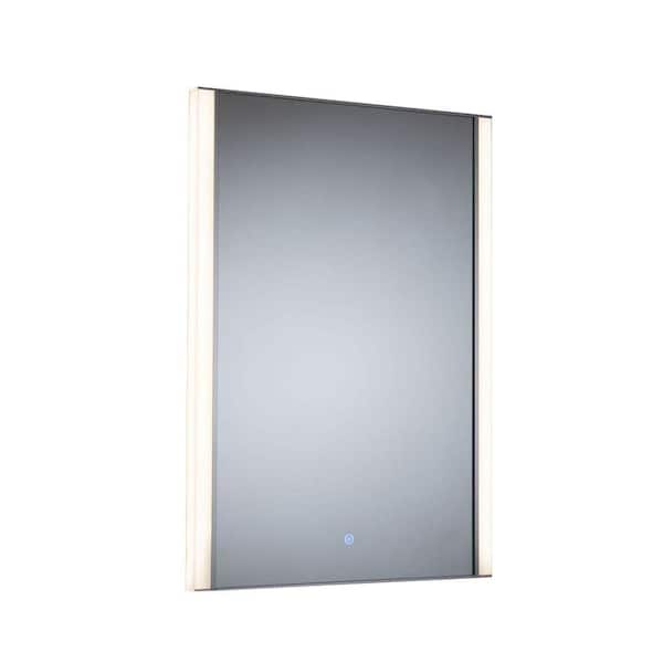 Home Decorators Collection Glacier Bay 20 in. W x 28 in. H Rectangular Framed Wall Bathroom Vanity Mirror in Silver with LED Light