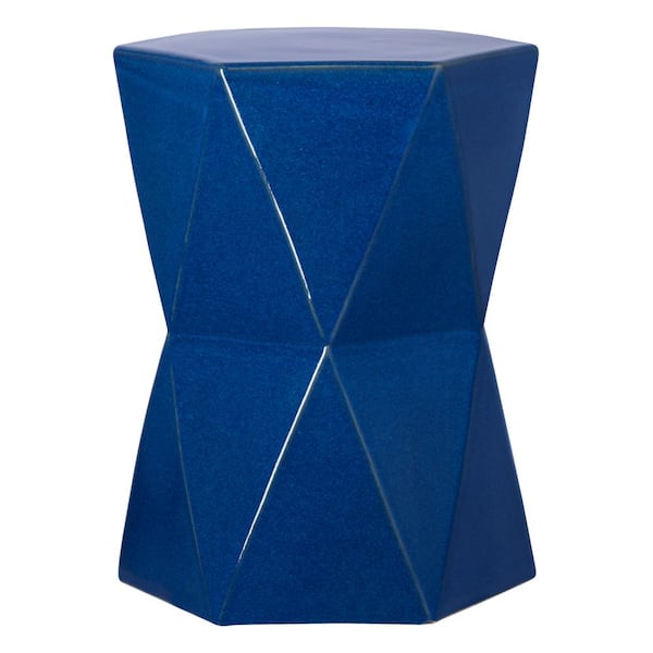 Emissary Matrix 22 in. H Blue Hexagon Ceramic Garden Stool