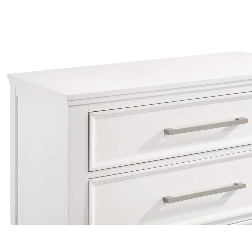 White Transitional 5-Drawer Chest with Dovetail Construction