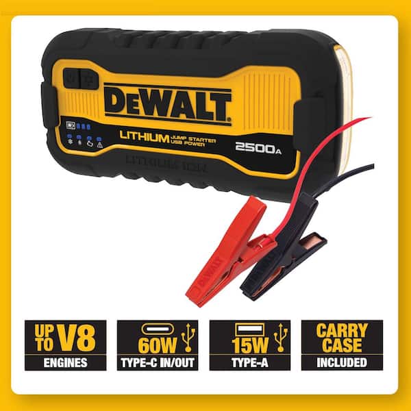 DEWALT 2500 Peak Amp Lithium Jump Starter with USB Power Bank and