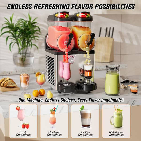 Hooure Commercial Slushy Machine 910 oz. 12l x 2 Food-Grade