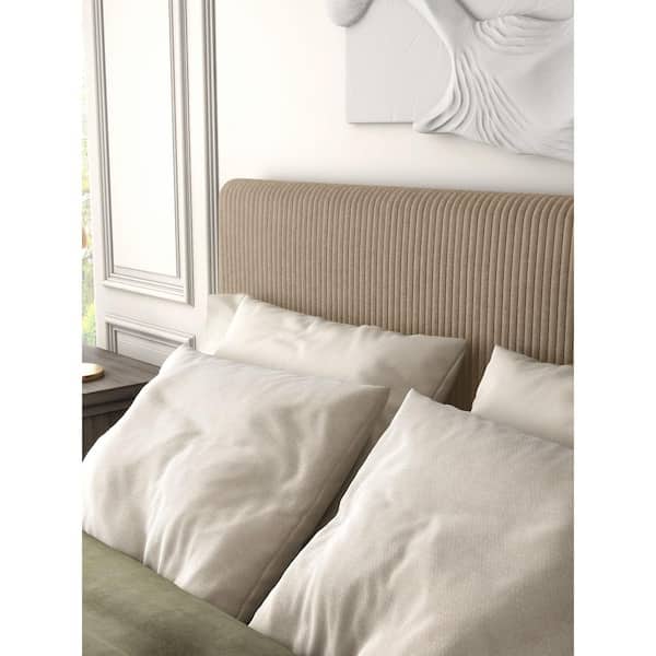 Furniture of America Claude Brown Fabric Frame Queen Platform Bed Removable Corduroy (Cover Only)