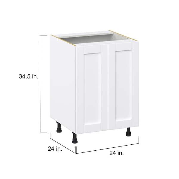 J COLLECTION Mancos Bright White Shaker Assembled Base Kitchen Cabinet with Full Height Door (27 in. W x 34.5 in. H x 24 in. D)