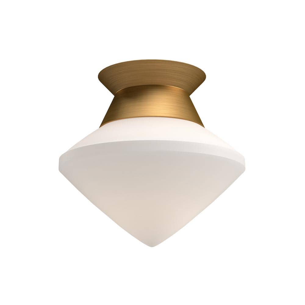 Nora Star Silhouette 8" Aged Gold and Opal Matte Glass Flush Mount