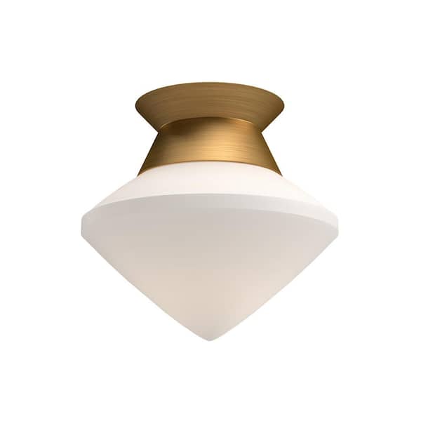 ALORA MOOD Nora 8 in. 1 Light 60-Watt Aged Gold/Opal Matte Glass Flush Mount