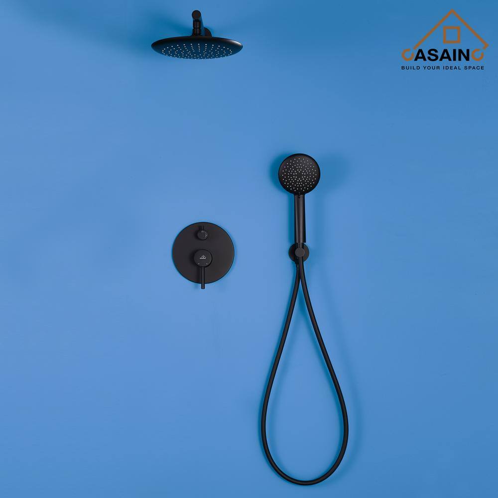 Matte Black Modern Wall-Mounted Shower System with Handheld