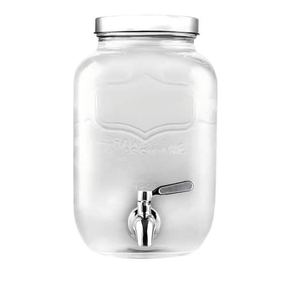 1 Gal. Beverage Serveware with Spigot, Airtight and Leakproof Glass Sun Tea Jar with Anti-Rust Lids