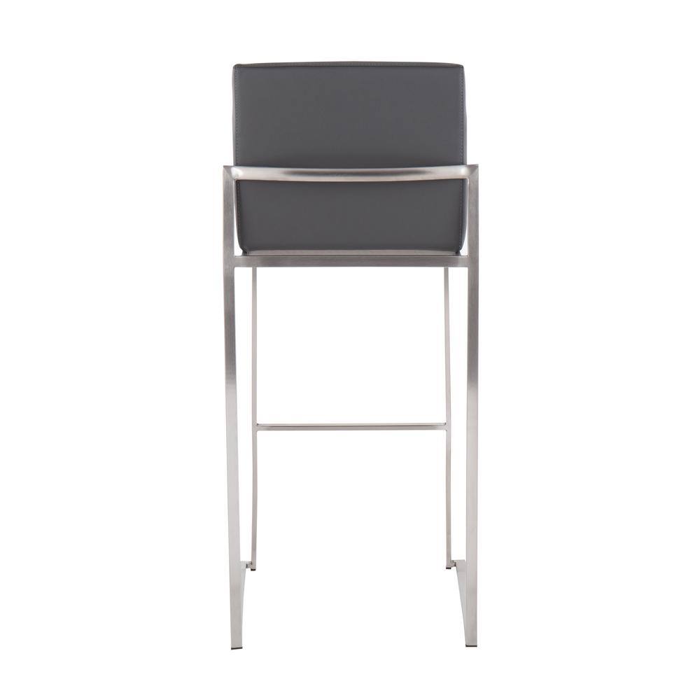 Fuji 26'' Adjustable Stainless Steel and Grey Faux Leather Bar Stool