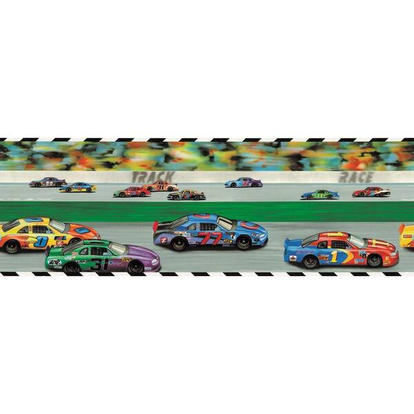 The Wallpaper Company 9 in. x 15 ft. Brightly Colored Race Track Border
