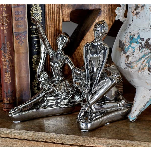 Novogratz Silver Porcelain Dancer Sculpture (Set of 2)