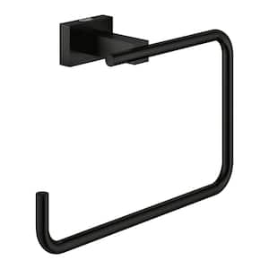 Essentials Cube Wall Mounted Towel Ring in Matte Black