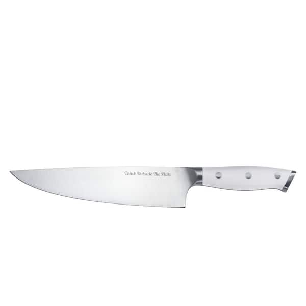 Unbranded 8 in. Stainless Steel Blade Full Tang Chef's Knives with White ABS Handle, with Wood Box