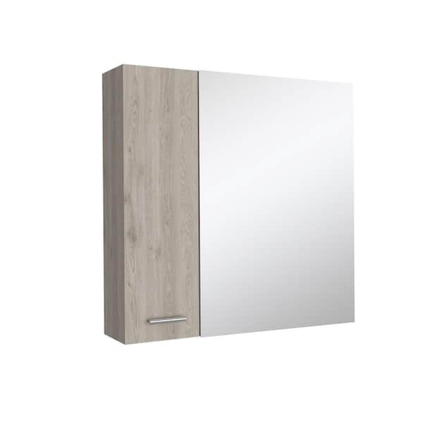 Unbranded 23.6 in. W x 23.6 in. H Rectangular Light Gray Surface Mount Medicine Cabinet with Mirror