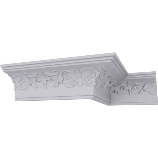 Ekena Millwork SAMPLE - 3-1/2 in. x 12 in. x 3-1/4 in. Polyurethane Fleur de Lis Crown Moulding