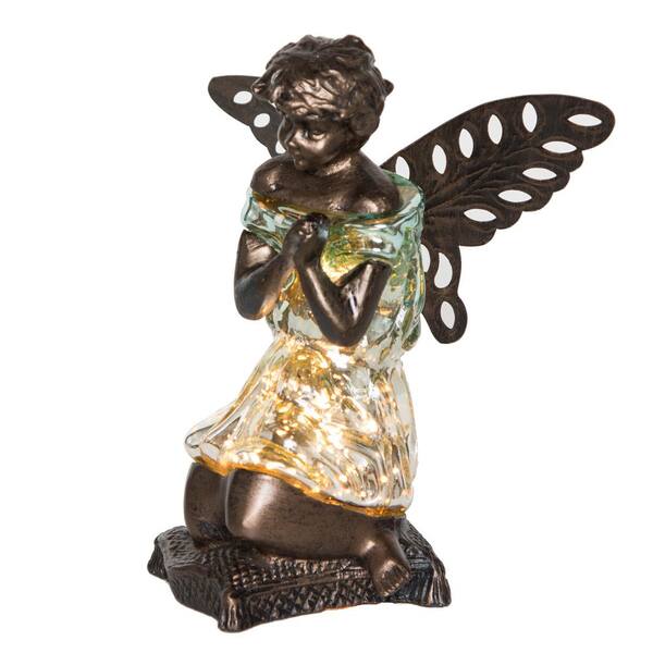 River of Goods 8.5 in. Teal and Silver Praying Angel Accent Lamp