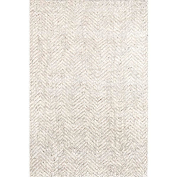 Lisandra Casual Chevron Jute Off White 6 ft. x 9 ft. Area Rug