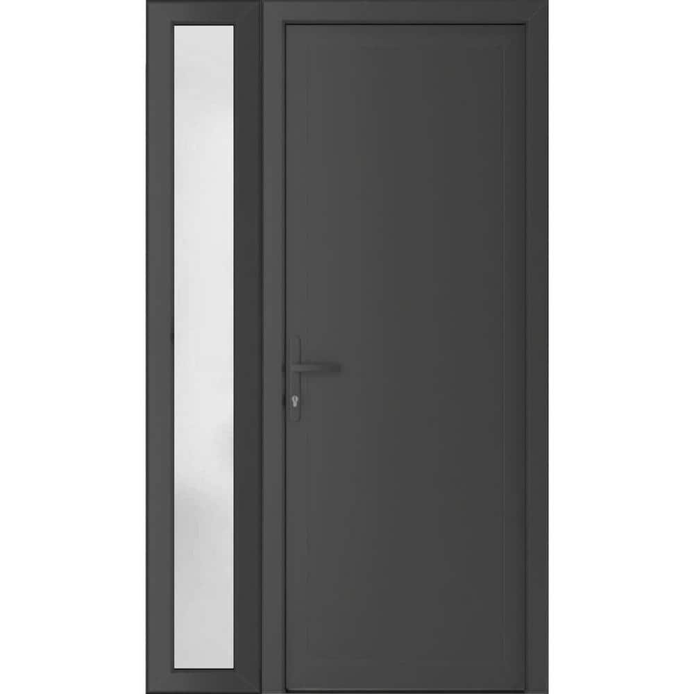 52 in. x 80 in. Right-hand/Inswing Frosted Glass Antracite Grey Steel Prehung Front Door with Hardware price history on PriceWatchPro