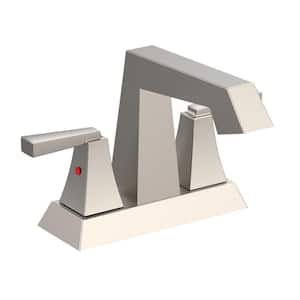 Modern Centerset 4 in. 2-Handle 3-Hole Lavatory Faucet with Pop up Drain in Brushed Nickel