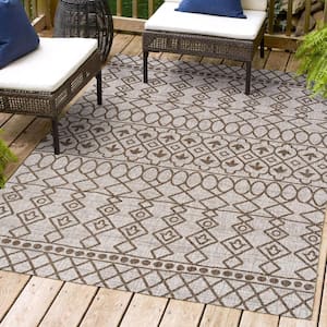 Kafel Tribal Bohemian Beige/Brown 8 ft. x 10 ft. Indoor/Outdoor Area Rug