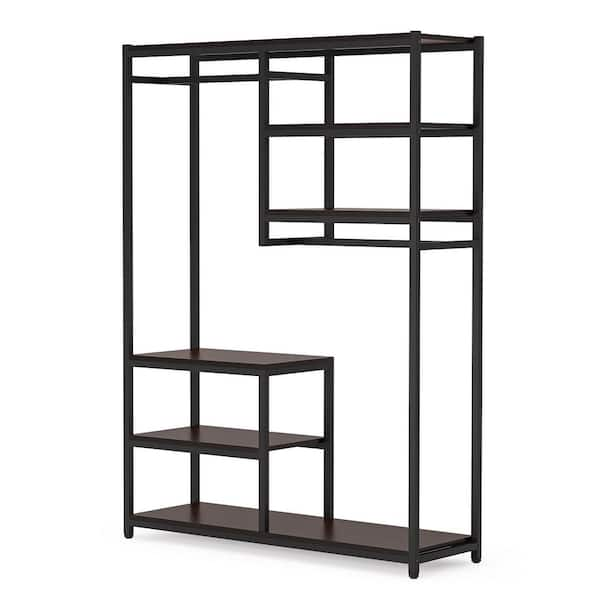 Tribesigns Cynthia Black Garment Rack with Storage Shelves and Hang Rod