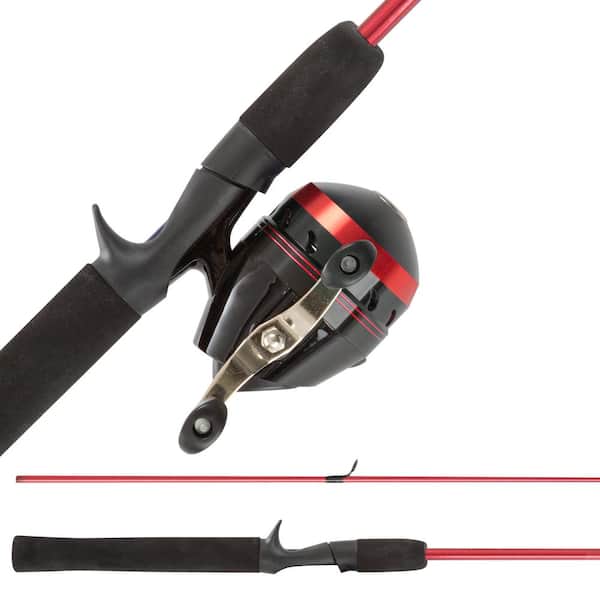 Trademark Games Red 5 ft. 6 in. Fiberglass Fishing Rod, Reel Combo Portable 2-Piece Pole w/Spincast Reel for Beginners, Kids and Adults
