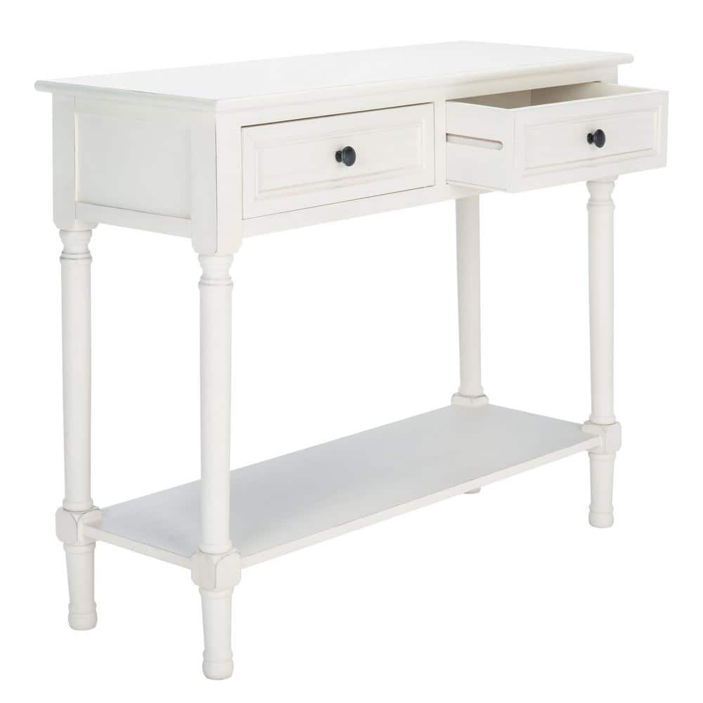 Tate Modern Farmhouse 40" White Wood & Metal Console Table with Storage