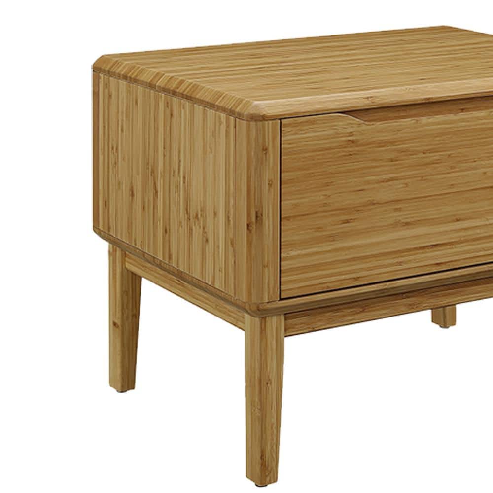 Eco-Friendly Caramelized Bamboo Nightstand with 1 Drawer