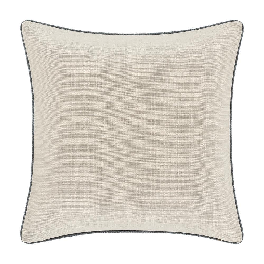 Augusta Embroidered Ivory and Blue Euro Sham, 26x26