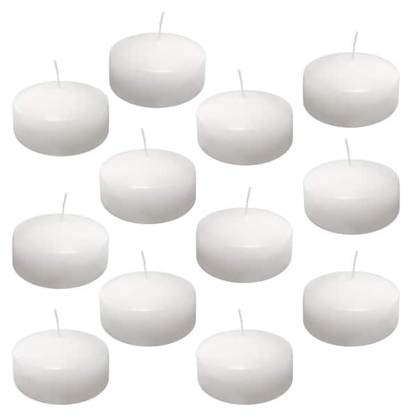 LUMABASE 1.75 in. x 3 in. Extra Large White Floating Wax Candles (Box of 12)