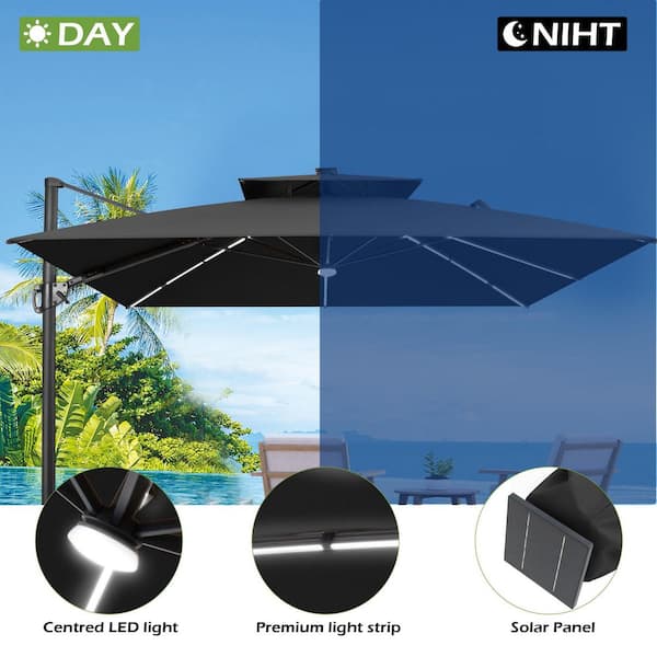 11 ft led offset patio umbrella in sunbrella henna 11 ft. - Solar Lighted - Patio Umbrellas