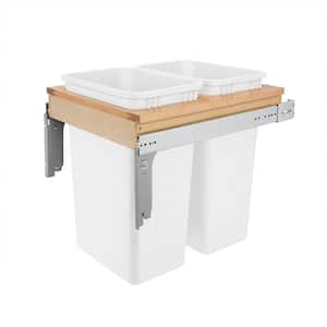 White Double Pull Out Top Mount Trash Can 50 Quart