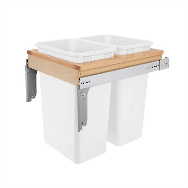 Rev-A-Shelf White Double Pull Out Top Mount Trash Can 50 Quart