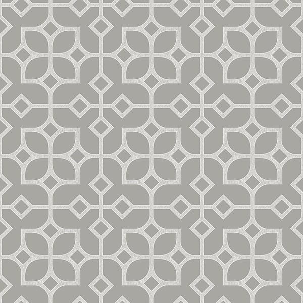 A-Street Prints Maze Light Grey Tile Light Grey Wallpaper Sample