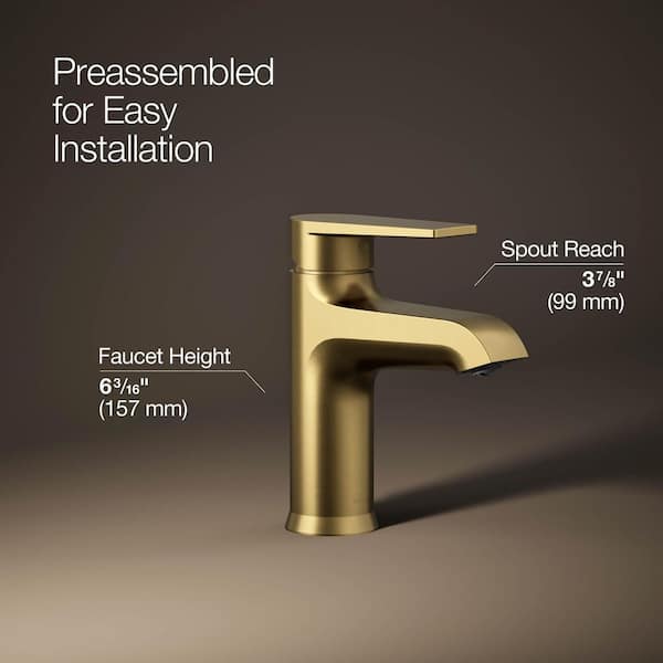 Hint Single Handle Single Hole Bathroom Faucet In Vibrant Brushed Moderne Brass
