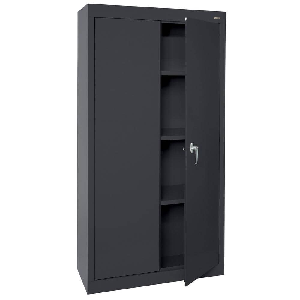 Black 66'' Freestanding Lockable Steel Office Cabinet
