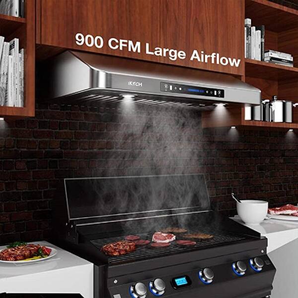 range hood with controls underneath