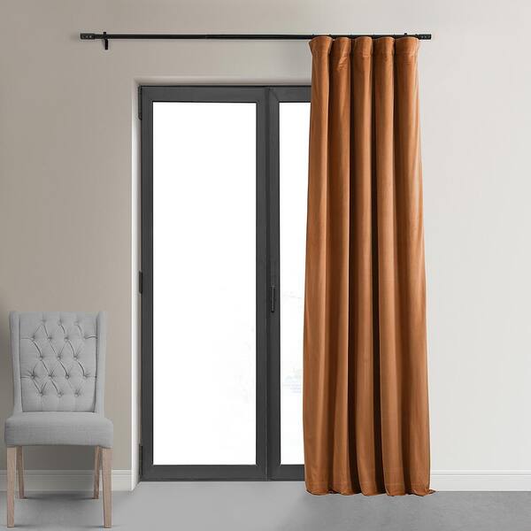 Exclusive Fabrics & Furnishings Crimson Rust Velvet Solid 50 in. W x 84 in.  L Lined Rod Pocket Blackout Curtain VPCH-180105-84 - The Home Depot