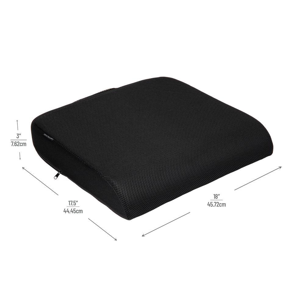 Black Memory Foam Ergonomic Seat Cushion with Mesh Cover