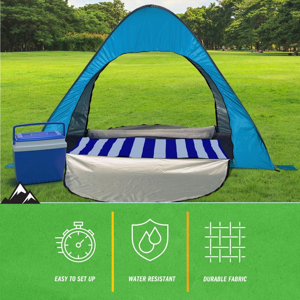 Blue 2-Person Pop-Up Beach Tent with Carry Bag
