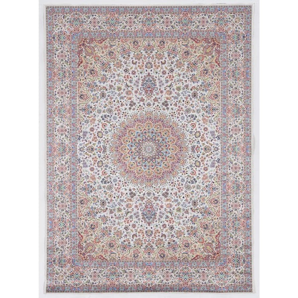 Linon Home Decor Echelon Laine Ivory/Blue 3 ft. 3 in. x 5 ft. Accent Rug
