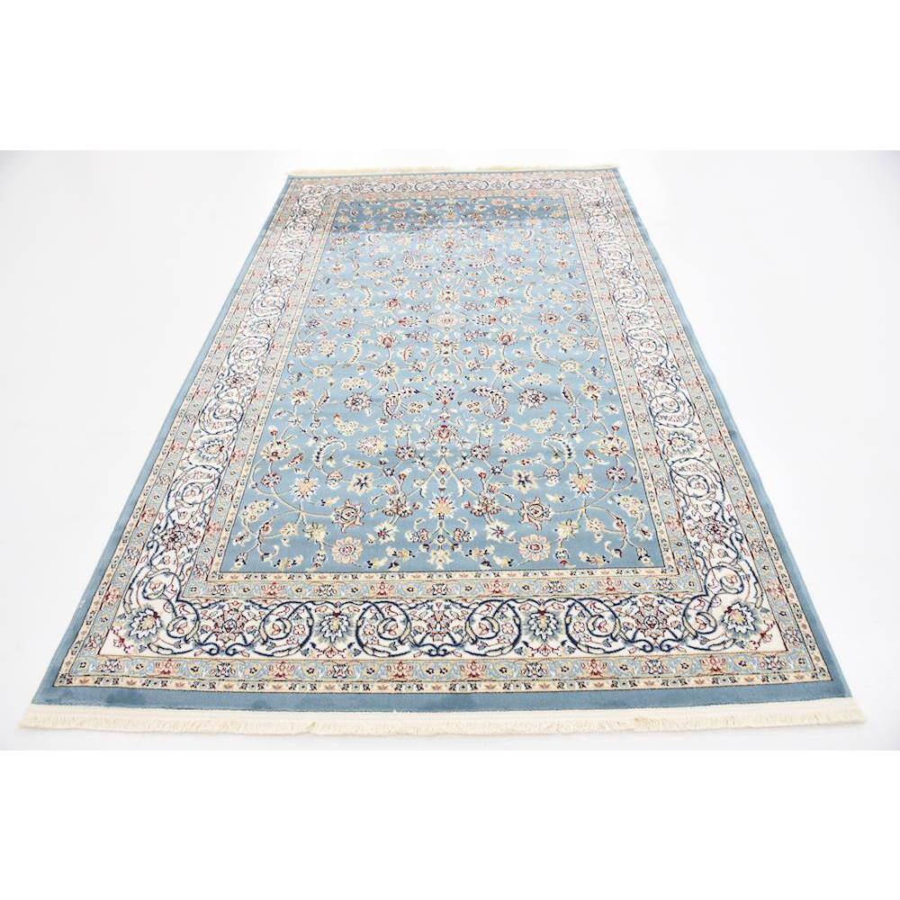 Serenity Blue Medallion 5' x 8' Easy-Care Synthetic Indoor Rug