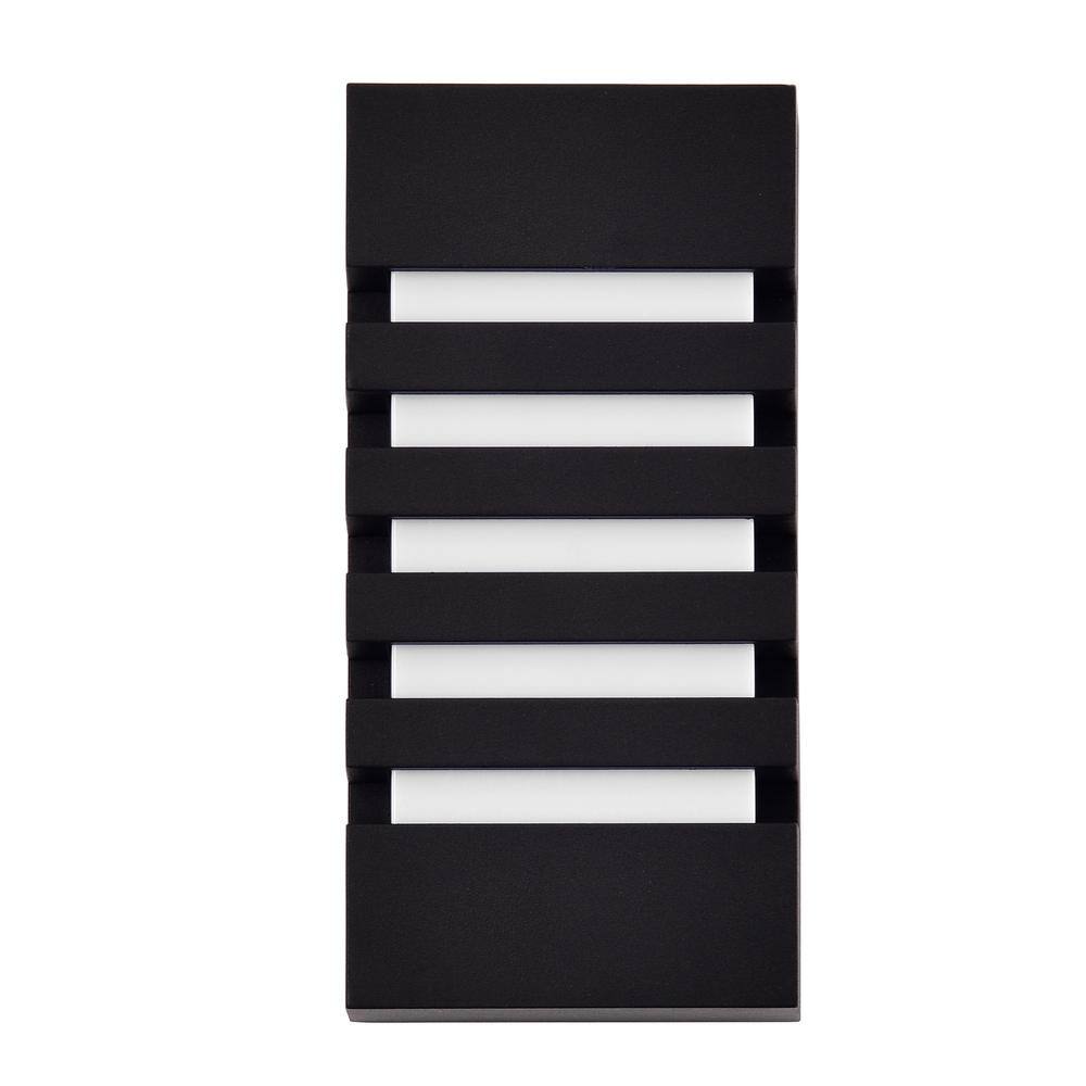 Sleek 9.75" Black LED Outdoor Wall Lantern with Dimmable Light