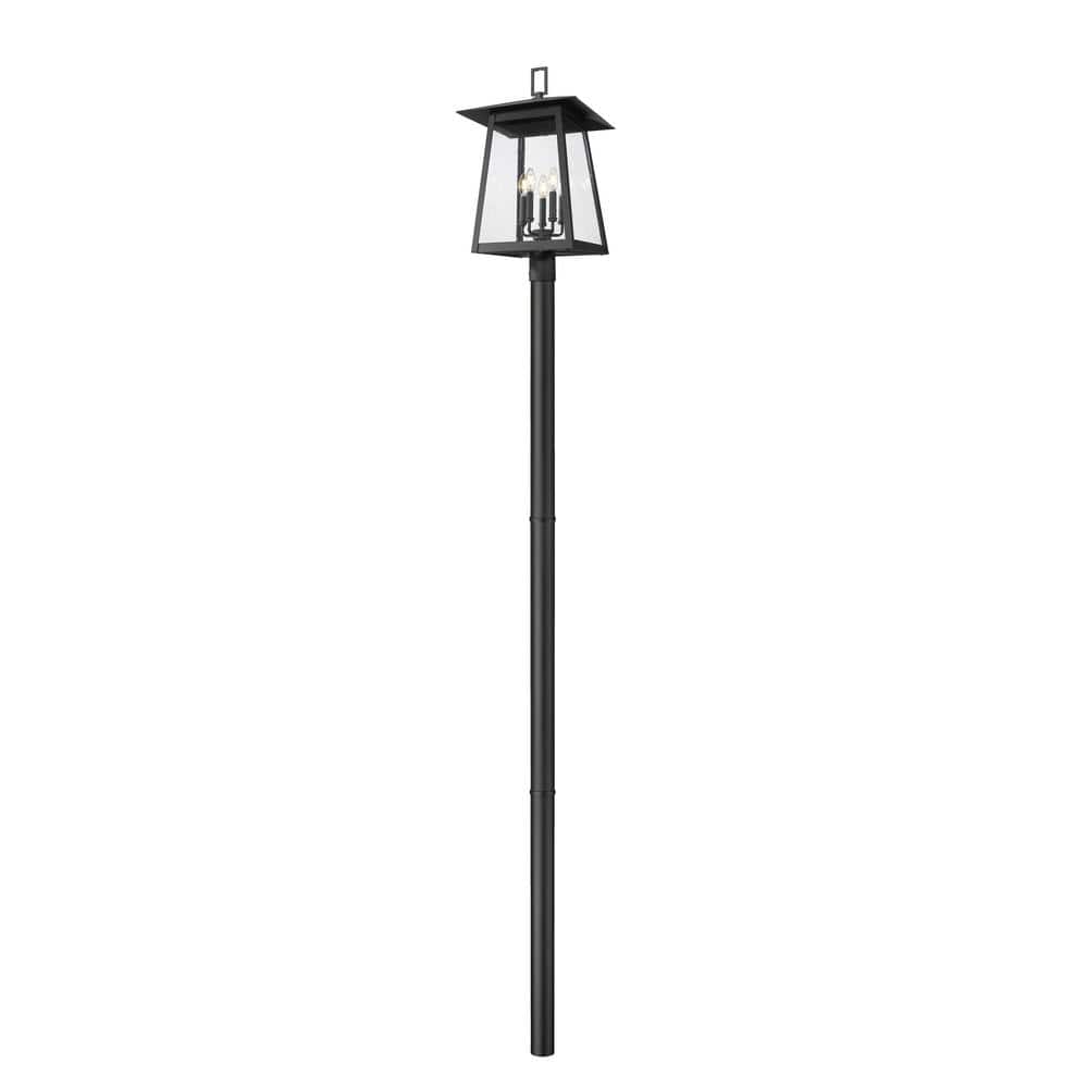 Rainer 5-Light Black Aluminum Hardwired Outdoor Weather Resistant Post Ligh