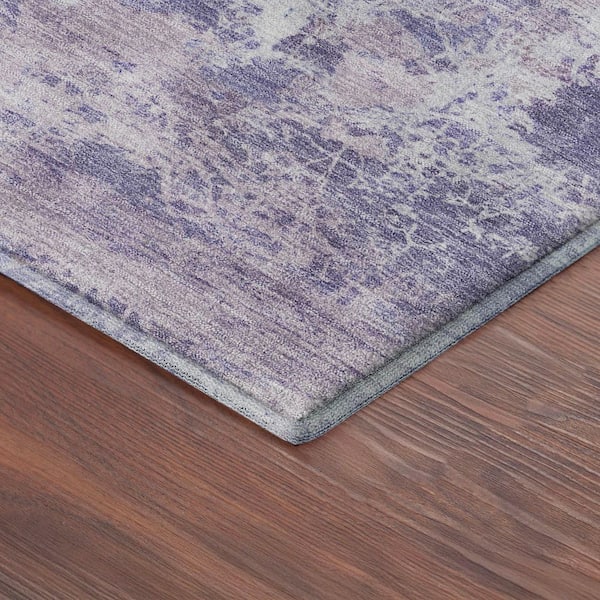 Mayfield Premium Machine Washable Abstract AMF2364 Plum 3 ft. x 4 ft. Area Rug