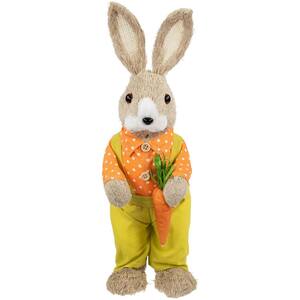 Standing Boy Rabbit with Carrot Easter Figure-16 in.-Orange and Green