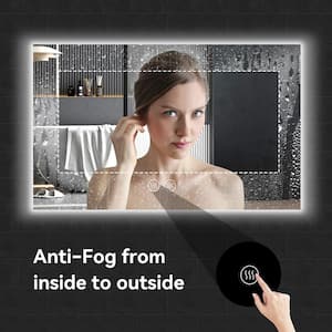 48 in. W x 24 in. H Large Rectangular Frameless Anti-Fog Backlit LED Light Wall Mount Bathroom Vanity Mirror