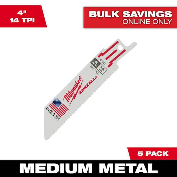 4 in. 14 TPI Medium Metal Cutting SAWZALL Reciprocating Saw Blades (5-Pack)